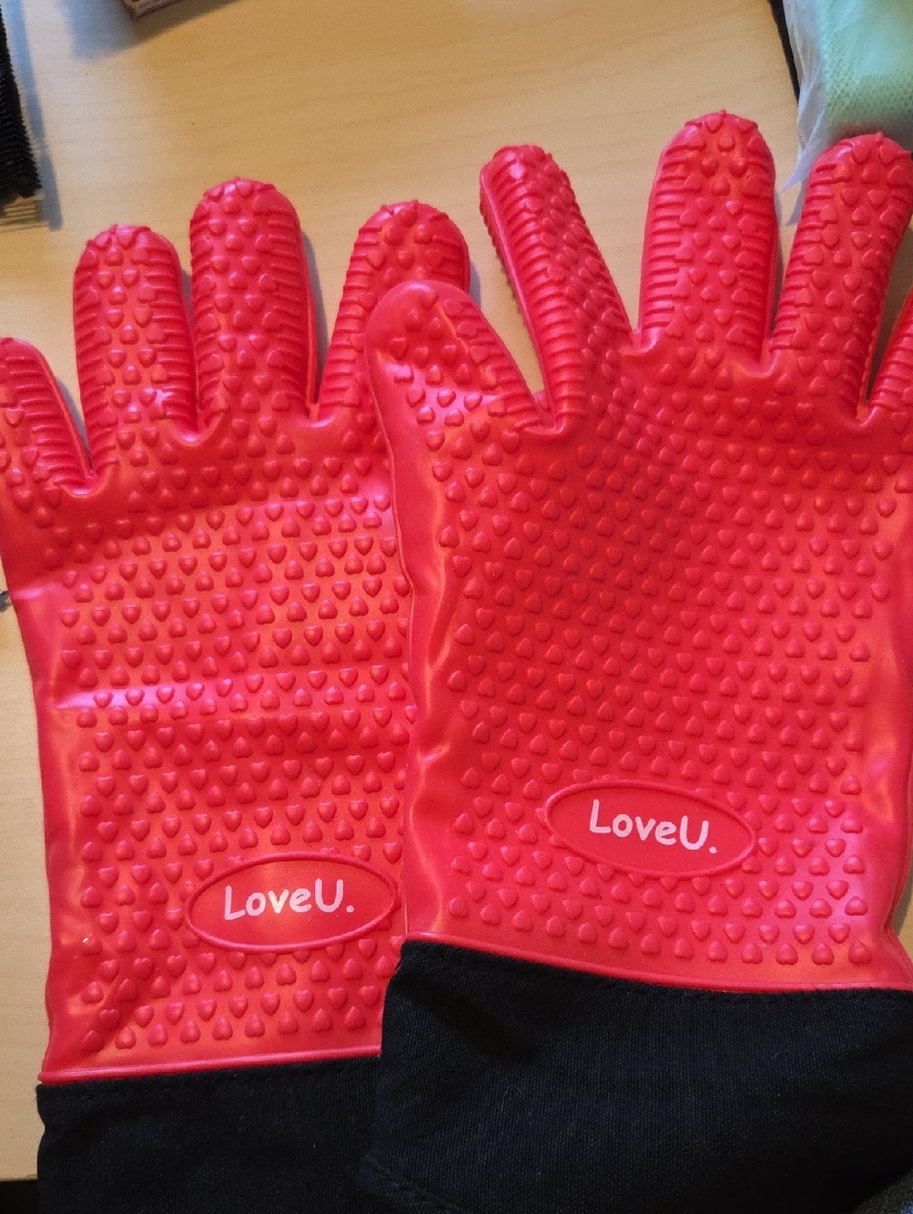 LoveU Red Silicone Long BBQ Grill Oven Gloves Mitts XL-XXXL